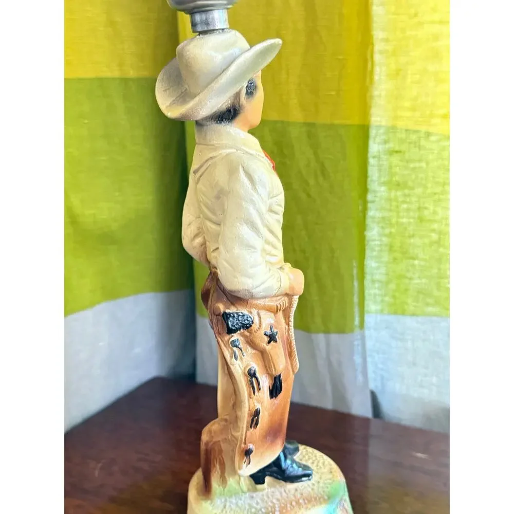 Vintage Cowboy western figurative lamp and shade
